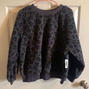 Navy/Black leopard fuzzy sweater.